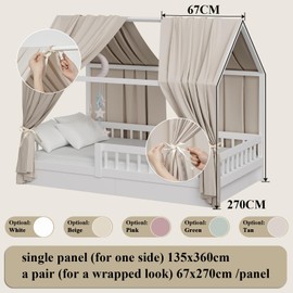 KVALY Girls House Bed Canopy 2-Panel Soft Spring-Ale Fabric Daylight Filter