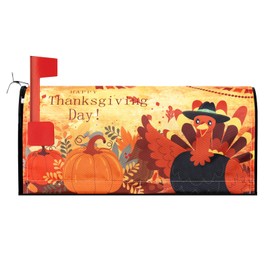 Thanksgiving and Turkey Magnetic Mailbox Cover, Autumn 21" Lx 18" W Mailbox Cover Suitable for 19 "x6.5 Standard Mailbox, Harvest Festival and Thanksgiving Yard Decoration