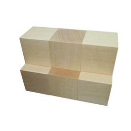 Madera Style AM-BC-2002 Solid Wood, Square Wood, Cube, For Carving, Bird Carving, 2.0 x 2.0 x 2.0 inches (50 x 50 x 50 mm), Set of 6, Woodworking, Carving, Crafting