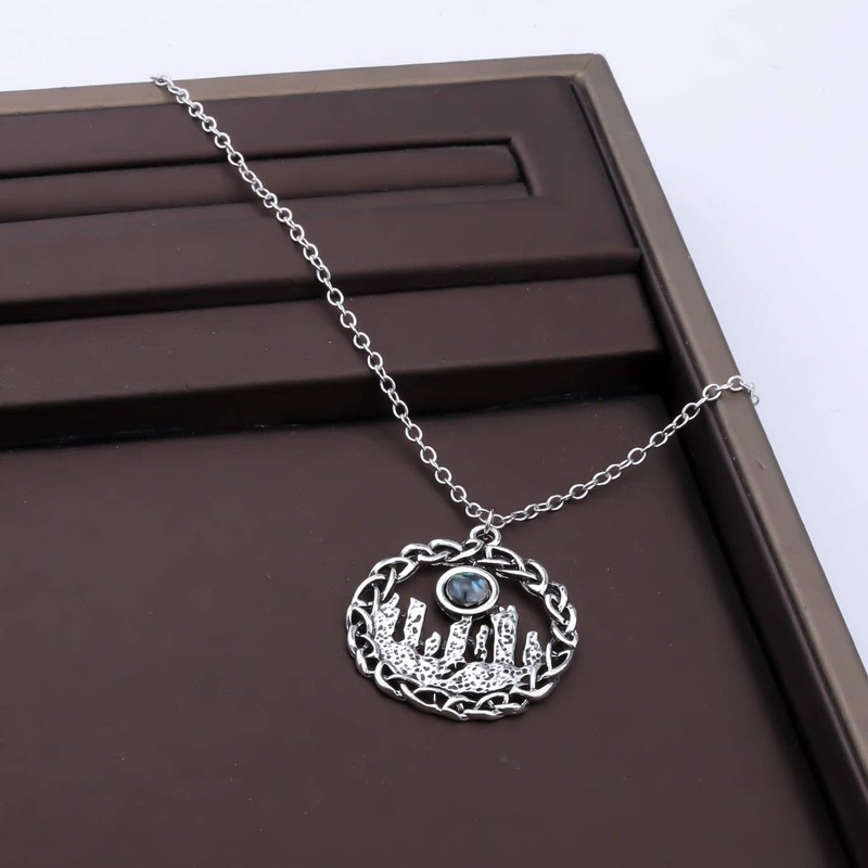 CENWA Inspired Necklace Scotland Standing Stone Pendant Necklace (green)