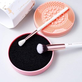 Jessup Limpiador de brochas de maquillaje, 1 unidad, limpiador de brochas de maquillaje, limpiador de maquillaje, almohadilla de silicona, limpieza Mat 2 en 1 húmeda y seca A005