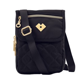 LuckyLy Bolsa Crossbody de Mujer para Celular, Ligera, Repelente al Agua con Múltiples Compartimentos, Bolsa Bandolera de Viaje Ideal como Cartera, Monedero y Porta Pasaporte – Modelo Cia, Color Negro
