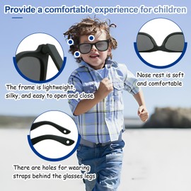 QESSUVNC Kids Sunglasses Toddler Sunglasses,Baby Sunglasses Boys Girls Childrens Sunglasses Sunglasses Kids Flexible Frame with Strap,Baby Sunglasses Polarized UV Protection