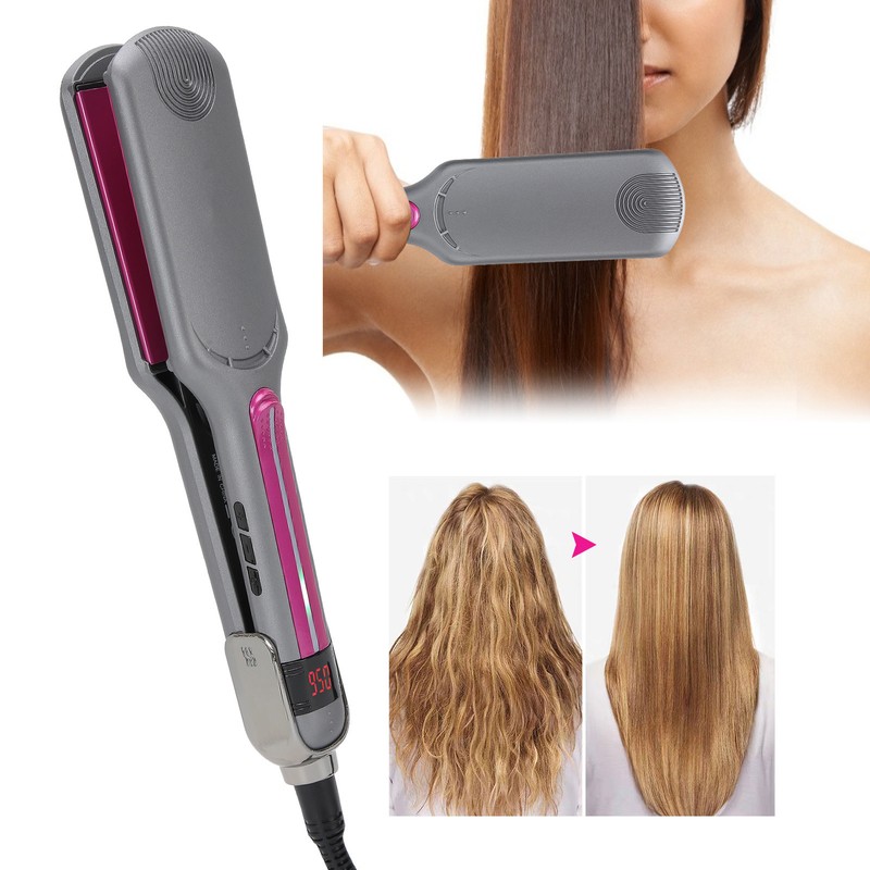 Professional Hair Straightening Ceramic Heating Plate Straightener LCD Display Hairdressing
