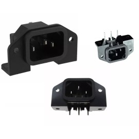 AMPHENOL Power Entry Connector INLET Receptacle Male Blades Panel Mount Flange 10A 250V