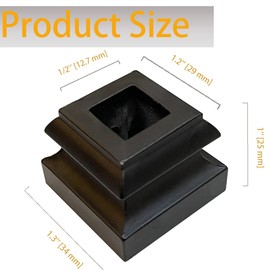 1/2" Iron Baluster Shoes Stair Parts Flat Base Shoe with Screw - for use with 1/2" Square Balusters Satin Black Set of 50…