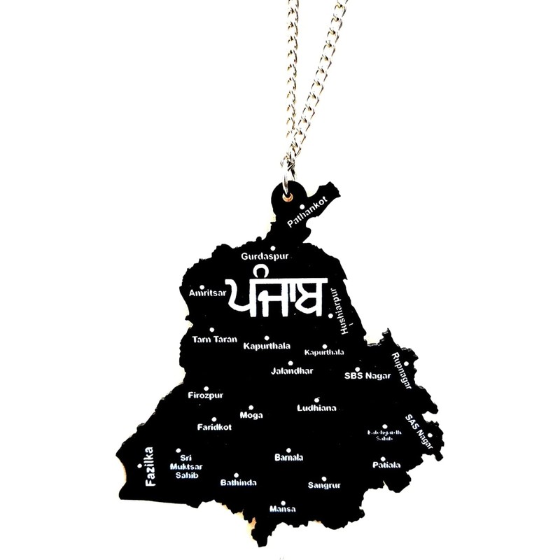 Dusk India Panjab Map Acrylic Car Hanging Both Accessories Printed