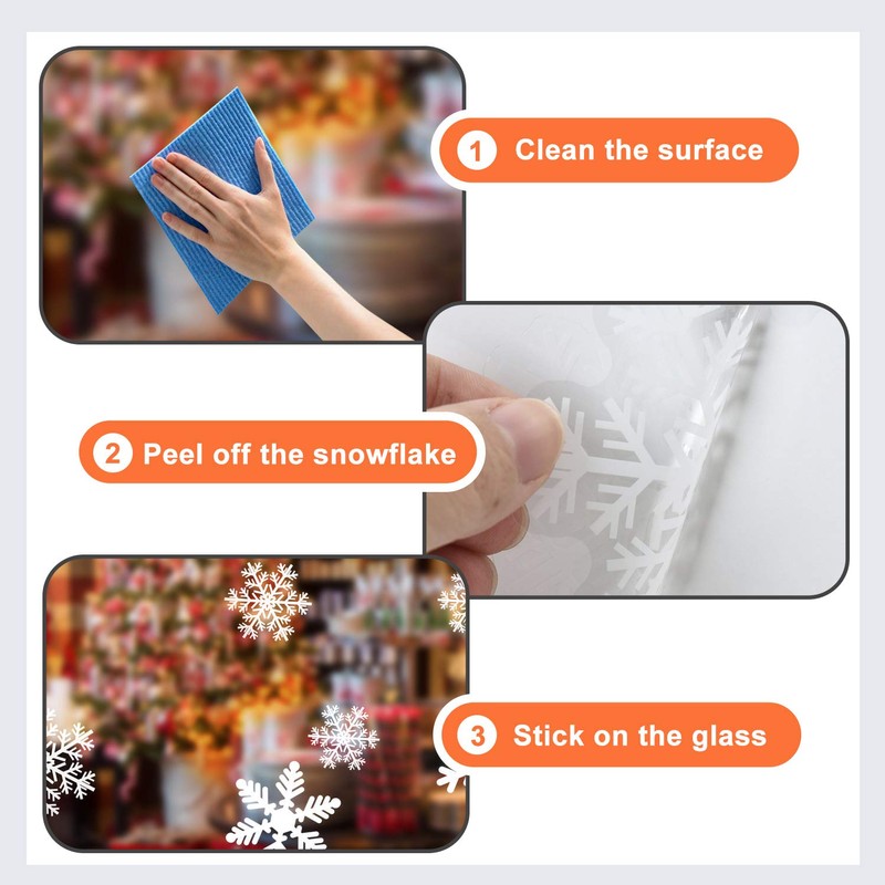 NOCHME Snowflake Window Stickers, 108 PCS Static Snow Flakes Window