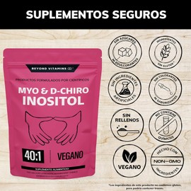 Inositol 40:1 | 60 días | Myo y D-Chiro Inositol fortificado con Zinc, Acido Folico, Inulina de Agave, Vitamina D3 y Seleniometionina | Vitaminas para mujer | (150 Gramos-60 porciones)
