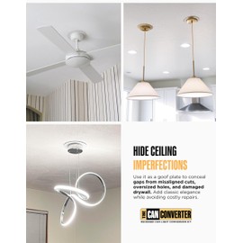 The Can Converter - 7’¾", Ceiling Medallion, for Home Improvement, Beveled Round, Cover Ring for Ceiling Lighting, Pendant, Light Fixture, Hanging Light Fixture, Steel, Polished Chrome