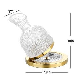 Red Wine Decanter, Spinning Wine Aerator, Thickened Crystal Glass Golden Base, 360 Rotation, Rapid Wine Aeration, 50oz/1500ml, Wine Lover