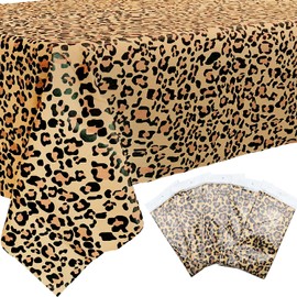 5Pcs Tropical Luau Plastic Tablecloth, Hawaii Palm Leaves Table Cloth, Jungle Table Cover for Baby Birthday Bridal Shower Birthday Party Summer Zoo Jungle Safari Themed Party (2)