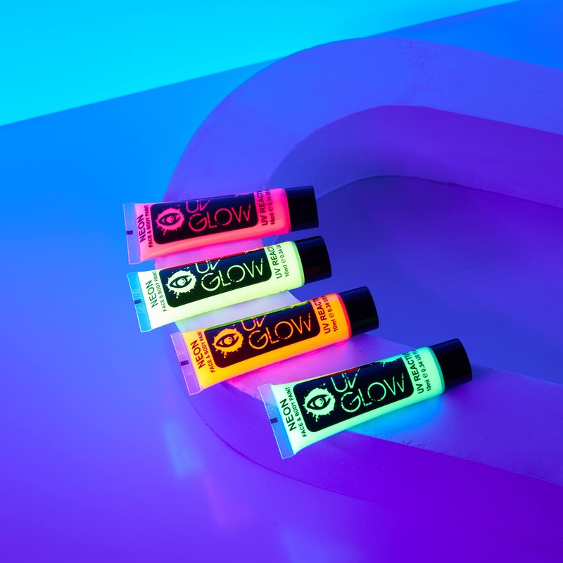 UV Glow Neon Face and Body Paint 10ml - Set