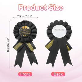 PATIKIL 60th Birthday Ribbon, Satin Fabric Tinplate Badge Pin Birthday Badge Pin for Women Brooch Gifts Party Decoration, Black