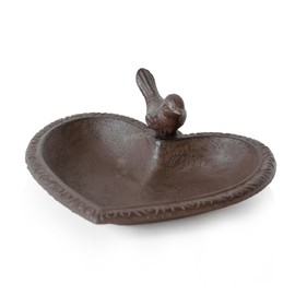 Small Heart Shaped Cast Iron Garden Bird Feeder Bath