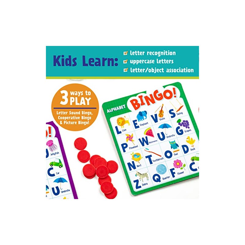 Peaceable Kingdom Alphabet Bingo! Letter Learning Game for Kids