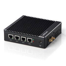 VNOPN Fanless Micro Firewall Appliance Mini PC Intel N3700 Quad Core, 4 x Intel i225 LAN Ports 8GB RAM DDR3 128GB mSATA SSD, Network Gateway Soft Router PC, Support AES NI/Wi-Fi