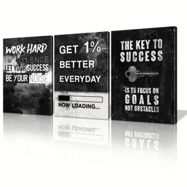 BWSPACE Inspirational Wall Art Motivational Quotes Success Wall Art Decor for Bedroom Office Living Room Stretched and Framed Ready to Hang (36"W x 16"H)