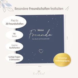KIND OF HAZEL Friendship Book for Adults - Poetry Album to Fill in for Best Friend, Colleague, Farewell, Birthday - Guest Book, Bucket List, Memory Book - Blue