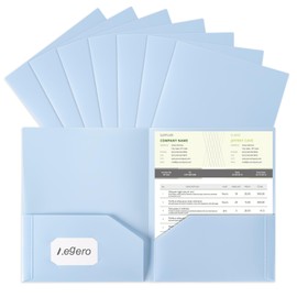 Aegero Plastic Folders with Pockets (7 Pack, Light Blue), Durable Heavy Duty File Folders with Business Card Slot, 2-Pocket Folder for Schoolwork & Office,Letter Size