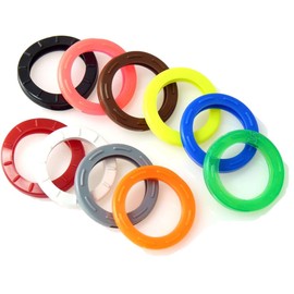 van den Heuvel 10 plastic key rings, assorted colours, key cap for large, round keys, key identification rings for key organisation, made in Germany, Colourful