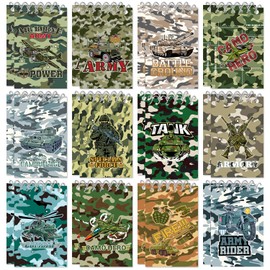 YYMYMGJ 24 Packs Military Camo Mini Spiral Notebooks, Camouflage Army Pocket Notepads Journal Memo Pads for Birthday Party Favors Gifts Goodie Bag Office School Classroom Rewards
