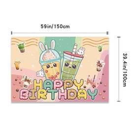 WENNIA Bubble Tea Banner Bubble Tea Backdrop Theme For Boys Girls Room Bedroom Apartment Decor Bubble Tea Party Decorations Birthday Party Supplies