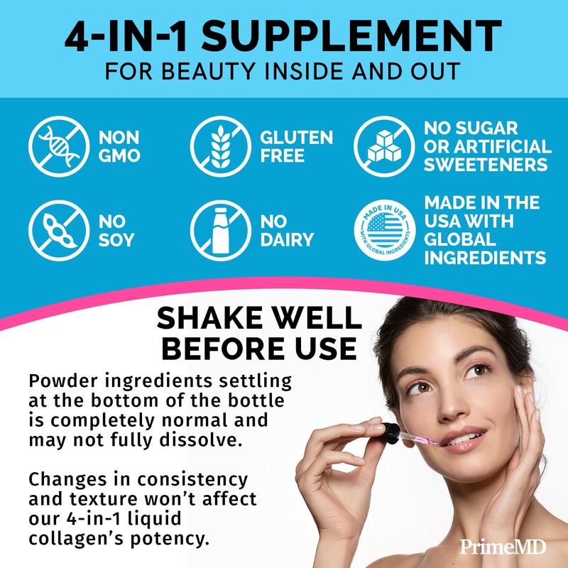 PrimeMD Liquid Collagen Biotin Keratin Saw Palmetto Supplement Drop -