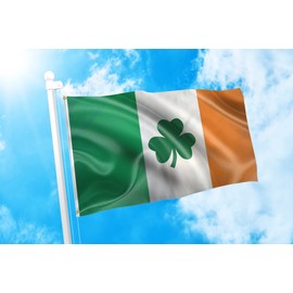 DMSE Irish Shamrock Flag St Patrick's Day Clover Leaf Decorations Flag 3X5 Ft Foot 100% Polyester 100D Flag UV Resistant (3'X5' Ft Foot)
