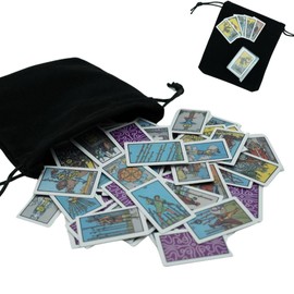 Tiny Tarot Card Set – 78 Miniature Finger-Sized Cards, Portable and Durable, Beautifully Designed with Thick Cards, Includes Plastic Box and Mesh Bag for Easy Storage