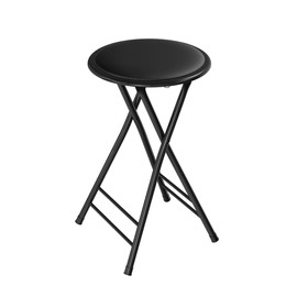 Folding Stool - Backless 24-Inch Stool with 225lb Capacity for Kitchen or Rec Room - Portable Indoor Counter Bar Stools by Lavish Home (Black)