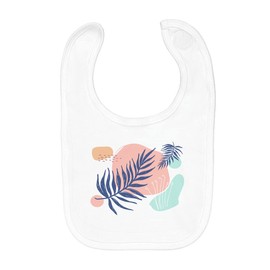 Fabulous Baby Bib Organic Cotton Pastel Leaf Tropical Exotic Jungle Minimalist, White