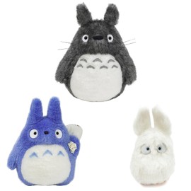 My Neighbor Totoro Plush Toy, Small, 3 Types Set (Large Totoro, Dark Gray, Medium Totoro, Small Totoro), Height Approximately 5.5 - 7.1 inches (14 - 18 cm)