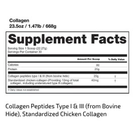 Blueprint Bryan Johnson Blueprint Bryan Johnson Collagen Peptide Powder - 20G Collagen Peptides - Types I, II, III - No Added Sugar, Joint & Skin Support - Pasture Raised - Versatile Powder for Daily Use (30 Servings)