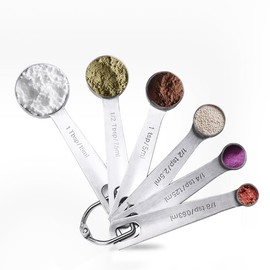 CLVEDU 6PCS Measuring Spoons Set, 1/8 tsp, 1/4 tsp, 1/2 tsp, 1 tsp, 1/2 tbsp, 1 tbsp, Stainless Steel Measuring Spoons for Cooking Baking Spice Jars and Liquid Ingredients