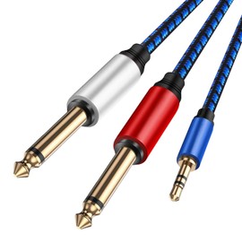 NC XQIN 1/8 to 1/4 Stereo Cable - 1/8 Stereo to Dual 1/4 Mono Cable Compatible with PC, Computer Sound Card, Mixer, Multimedia Speaker, Home Stereo Systems 10FT