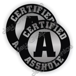 Unbranded/Generic 2-PACK Certified A-HOLE Funny Hard Hat Helmet Stickers | Foreman Gag Joke Decals