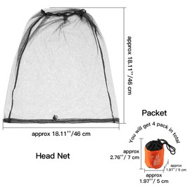 4 Pack Mosquito Head Net Face Mesh Net Head Protecting Net for Outdoor Hiking Camping Climbing Walking Mosquito Fly Insects Bugs Preventing (Regular Size, Grey, Black)