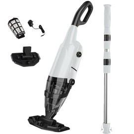 Cordless Pool Vacuum Cleaner for Above Ground Pool & In Ground Rechargeable Pool Vacuum Cleaner - 90 Mins Runtime, with 69" Telescopic Pole, Spa Vacuum for Hot Tub（Misty Grey）