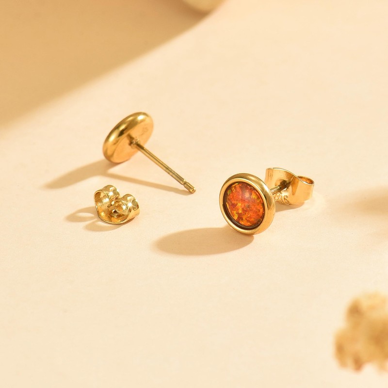 ARAVOP Opal Earrings for Women 18K Gold Plated Hypoallergenic Orange