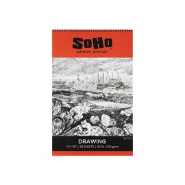 SoHo Urban Artist Softcover Drawing Pad 12x18-92 lb. (150gsm), 24 Sheets, Drawing Paper Pads for Artists, Travel, Illustrations, & More