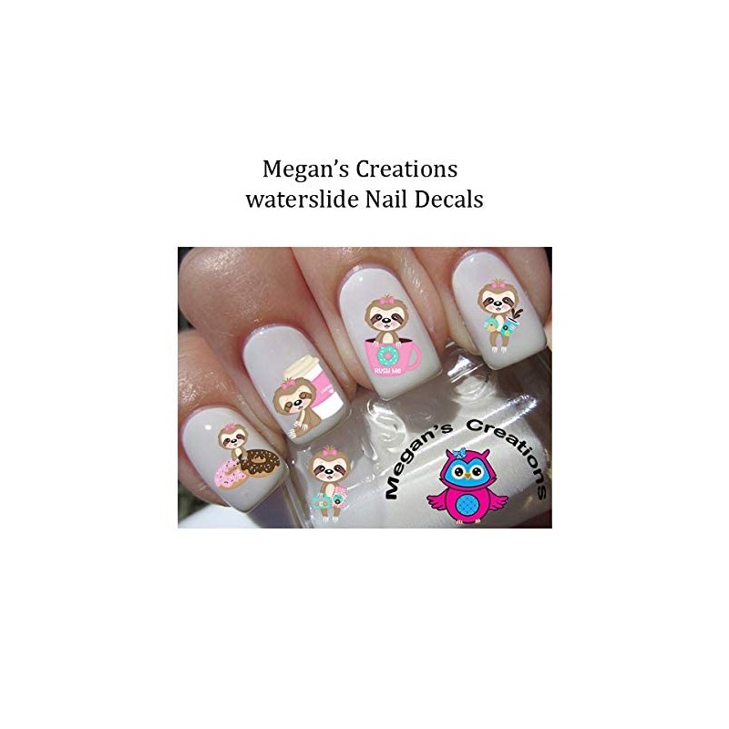 Feeling Slothee Sloth, Donuts, Coffee Sloths Nail Art Decals