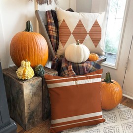 RABUSOFA Fall Outdoor Pillow Covers18x18 Inch Set of 4,Waterproof Throw Pillow Covers,Outdoor Decor Pillows,Boho Farmhouse Decroaions Cushion for Sofa Couch Patio Furniture Rust (Rust, 18"X18")