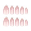 24Pcs Almond Press on Nails Short White French Tip Fake