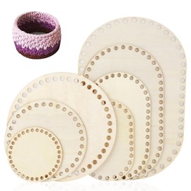 8 PcsCrochet Bag Base for Crochet Wooden Basket Bottoms for Crocheting, Natural Wooden Crochet Basket Base, Blank Wood Bases for DIY Baskets Craft Weaving Supplies(Round, Oval, 8 Sizes)
