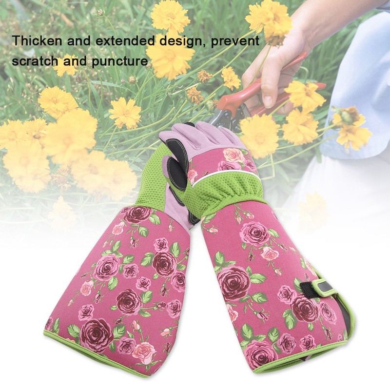 Long Rose Pruning Gardening Gloves Puncture Resistant Work Yard Glove(Pink)