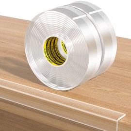 COUMENO Clear Edge Protector for Child Safety 0.8in X 9.84FT (2 Rolls) Anti-Bump & Anti-Sharp Edge Guard, Invisible Desk Corner Protector for Home Furniture and Table Safety