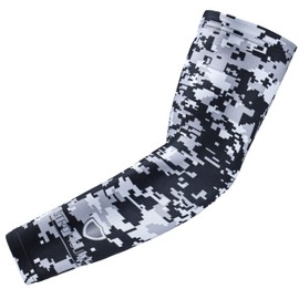 Stromguard Compression Sports Arm Sleeve Digital Camo Baseball Football Basketball - (One Arm Sleeve), #1 - Black-gray-white, Youth Large