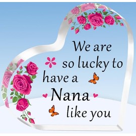 TTOVEN Nana Gifts Mothers Day Gifts Nana Birthday Gifts We Are So Lucky to have a Nana Like You Heart Shaped Acrylic