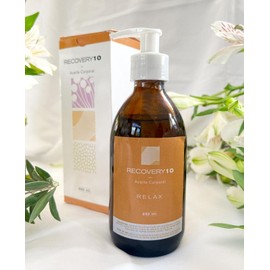Aceite Corporal Recovery10 RELAX & RELIEF elaborado con Aceite de Oliva Extra Virgen y 8 aceites esenciales. Skincare oil 100% natural.